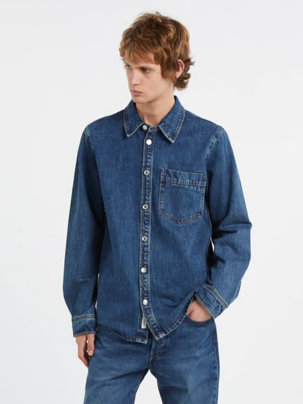 Minimum Dylan Shirt 100% Cotton Denim Button Down Jean Jacket Coat Scandinavian